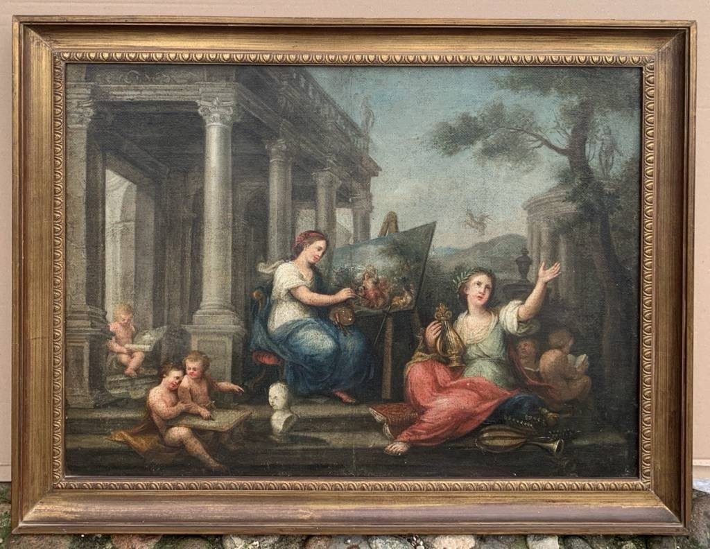 Maestro francese (XVIII sec.) - Allegoria delle Arti.-photo-1