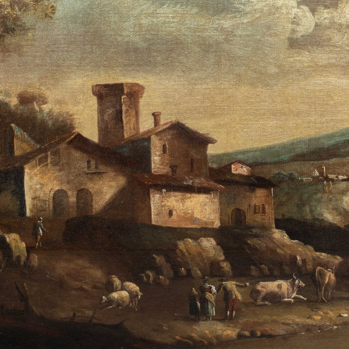 Francesco Tironi (Venezia 1745 - Venezia 1797) - Paesaggio veneto con pastori e armenti.-photo-2
