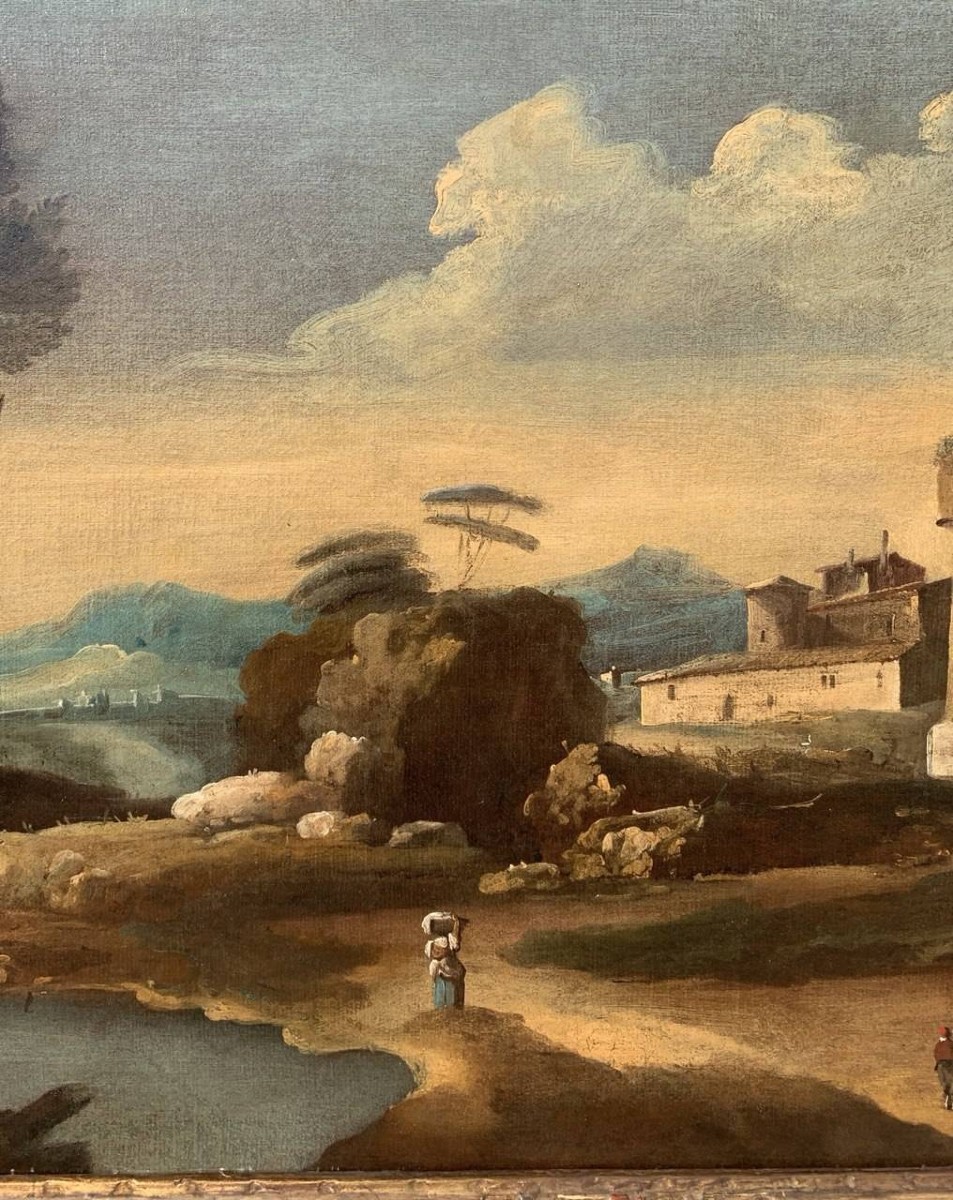Francesco Tironi (Venezia 1745 - Venezia 1797) - Paesaggio veneto con pastori e armenti.-photo-1