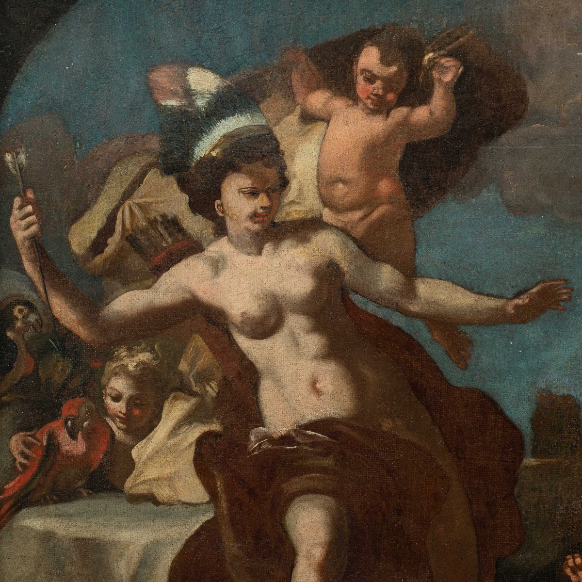 Seguace di Francesco Solimena (XVIII sec.) - Allegoria dell’America.-photo-2