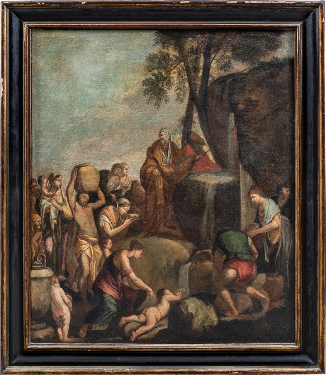 Giulio Carpioni (Venezia 1613-Vicenza 1678) bottega di - Mosè fa scaturire l’acqua dalle rocce.