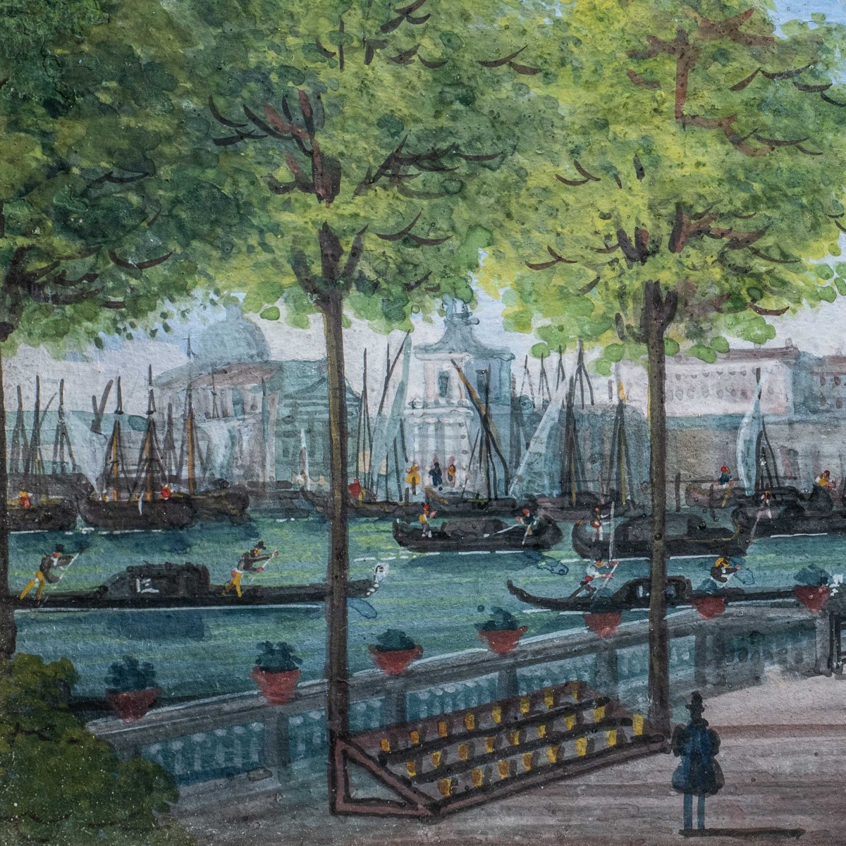 Pittore veneziano (inizio XIX sec.) - Venezia, veduta dei giardini.-photo-2