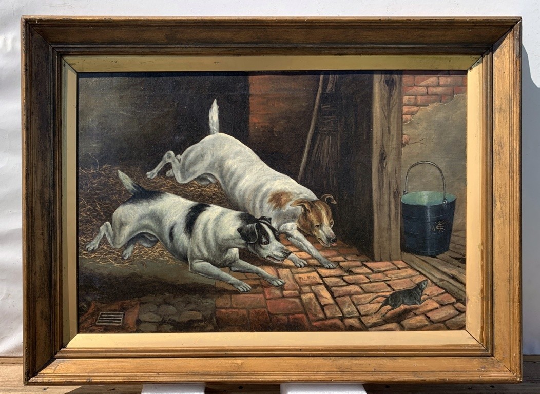 Pittore britannico (datato 1899) - Cani inseguono il topo.-photo-4