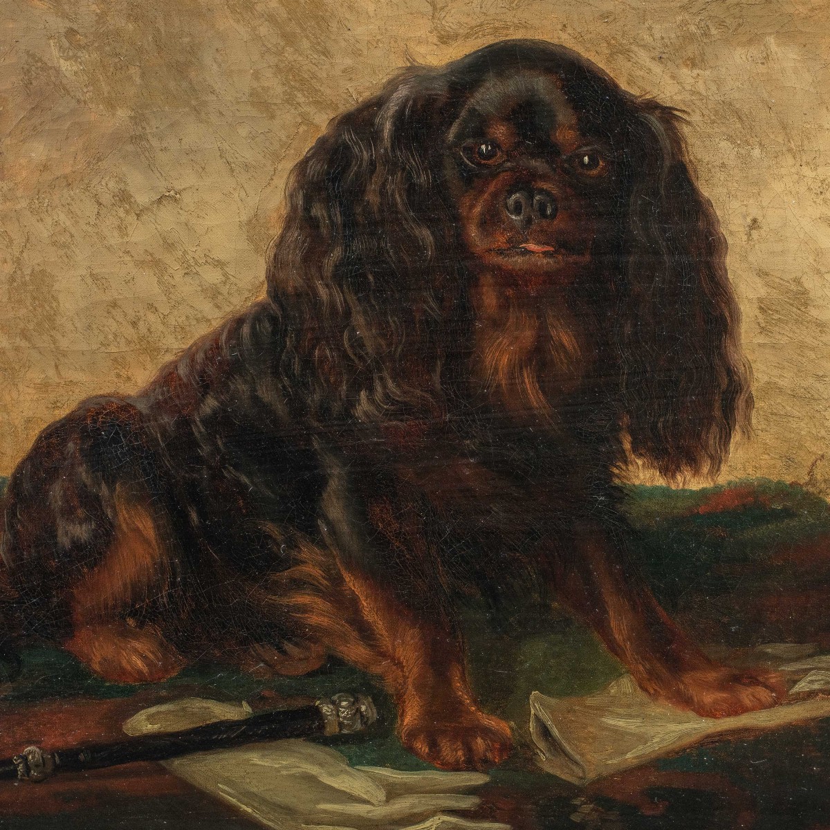 Pittore inglese (XIX sec.) - King Charles Cavalier Spaniel dog.-photo-2