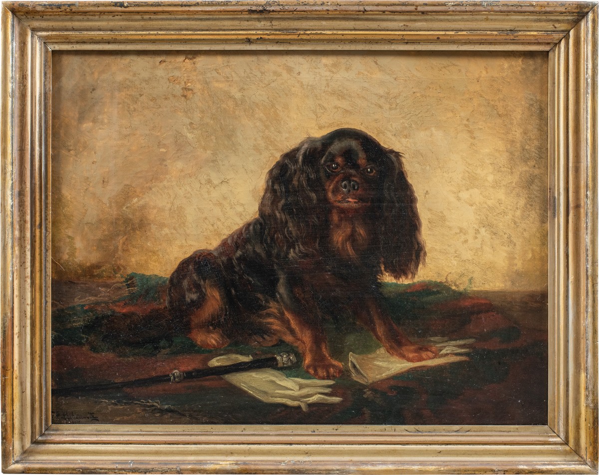 Pittore inglese (XIX sec.) - King Charles Cavalier Spaniel dog.