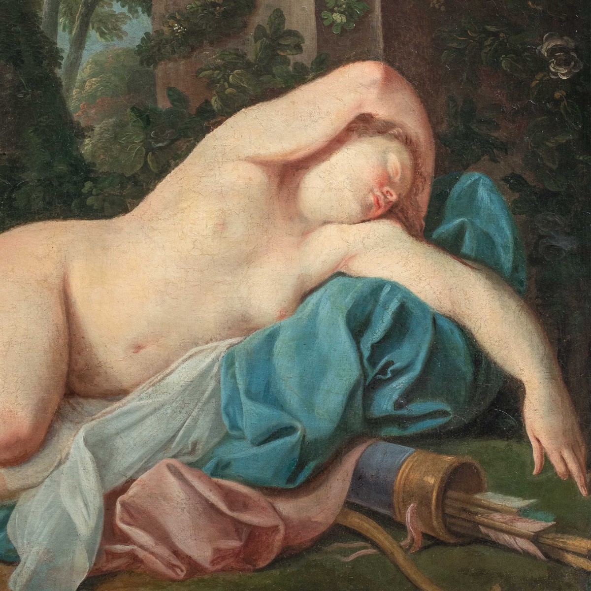 Maestro francese (XVIII sec.) - Diana addormentata.-photo-2
