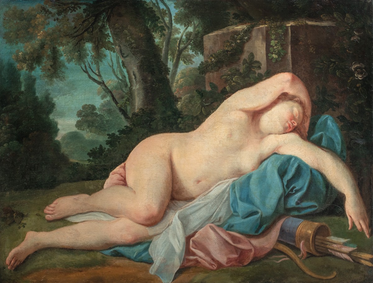 Maestro francese (XVIII sec.) - Diana addormentata.