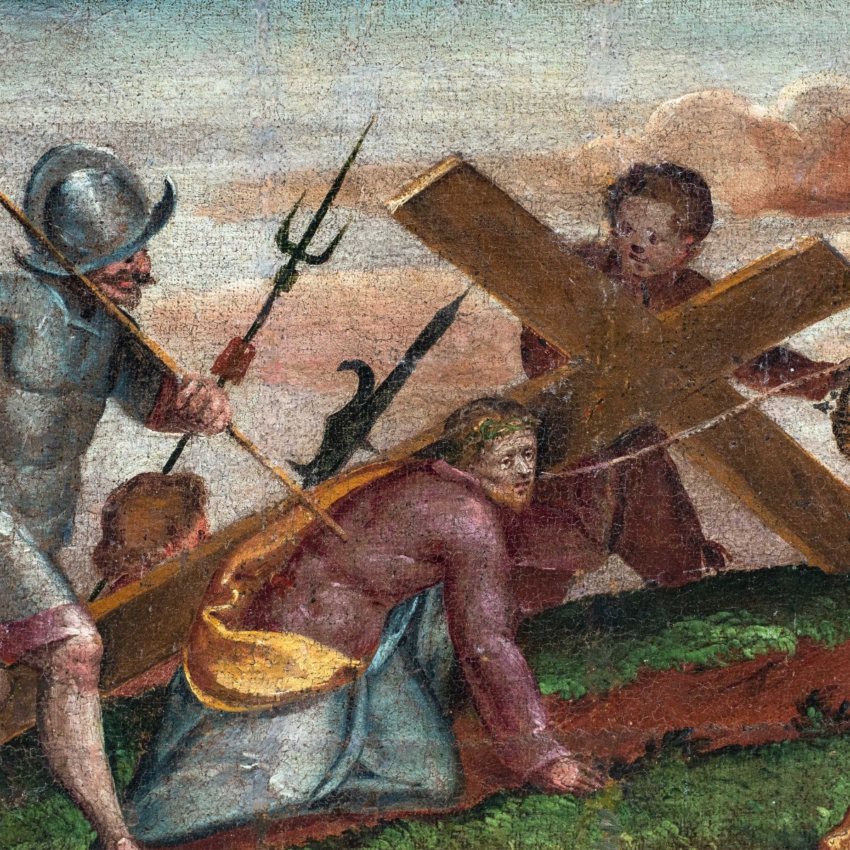 Pittore italiano (XVI sec.) - Salita al Calvario.-photo-2