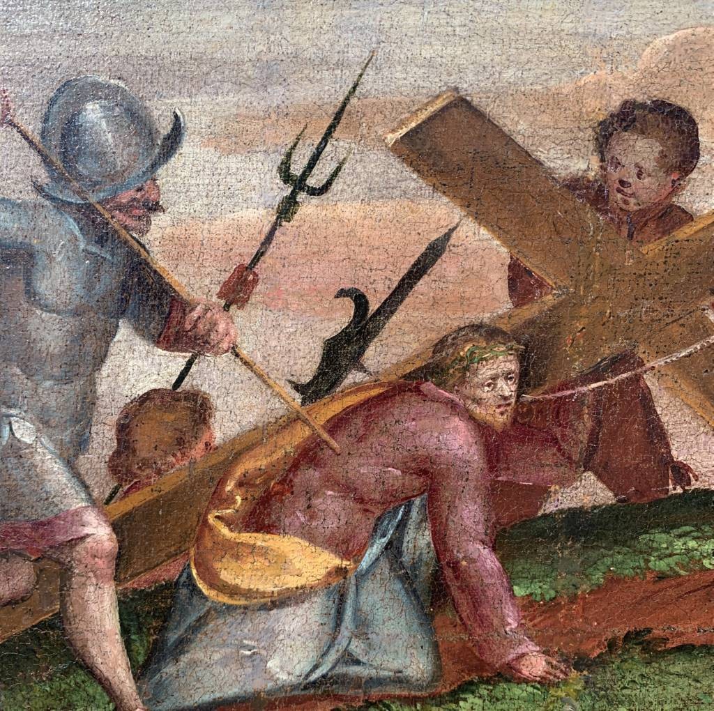 Pittore italiano (XVI sec.) - Salita al Calvario.-photo-1