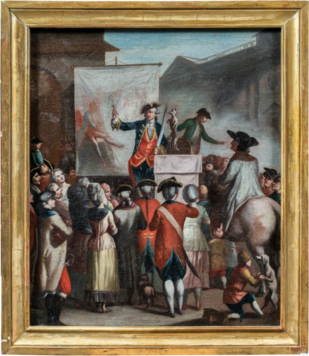 Pittore italiano (XVIII sec.) - Teatro di strada.