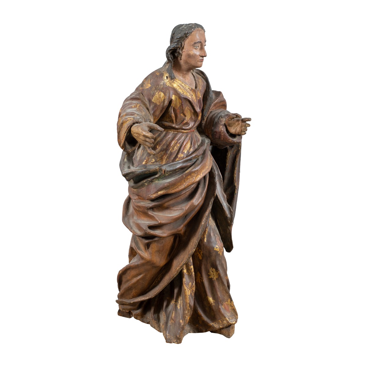 Scultura in legno intagliata e dipinto - Figura di santa - Italia, XVII-XVIII secolo.-photo-2