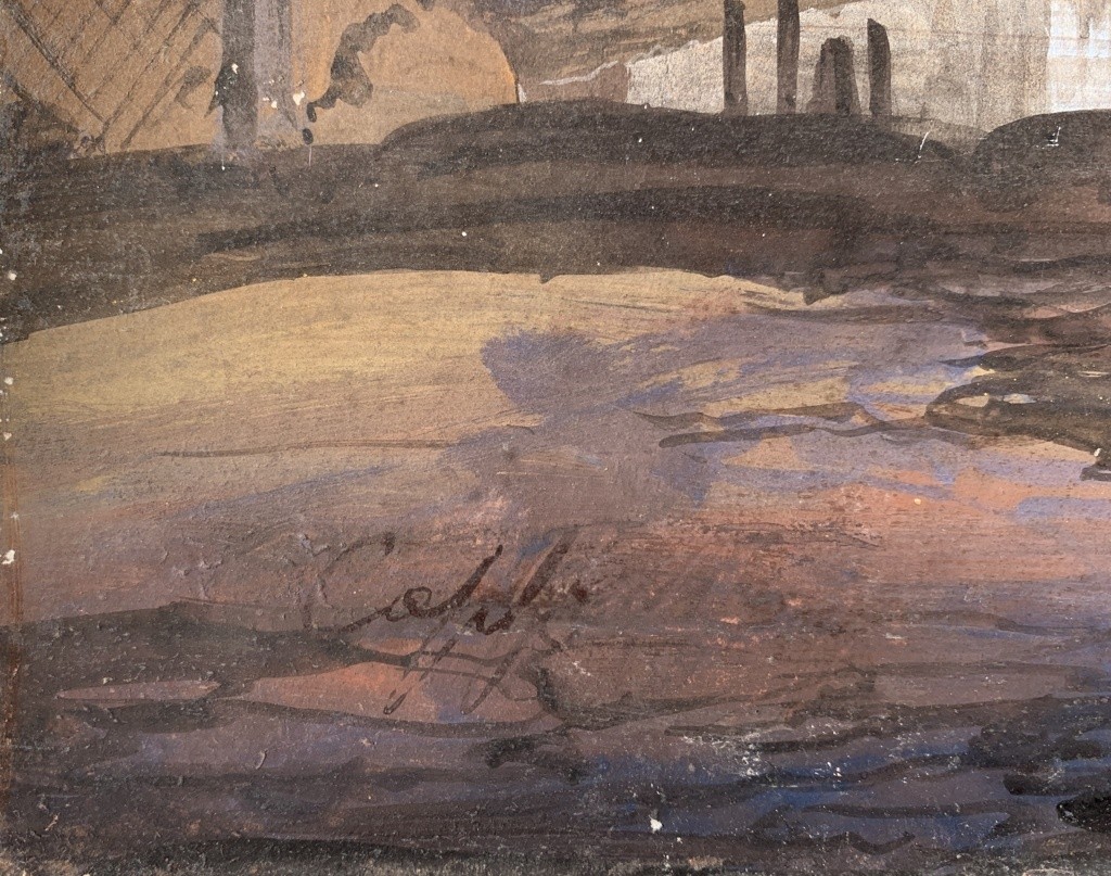 Seguace di Ippolito Caffi (Belluno 1809 - Lissa 1866) - Roma, veduta del Tevere.-photo-2