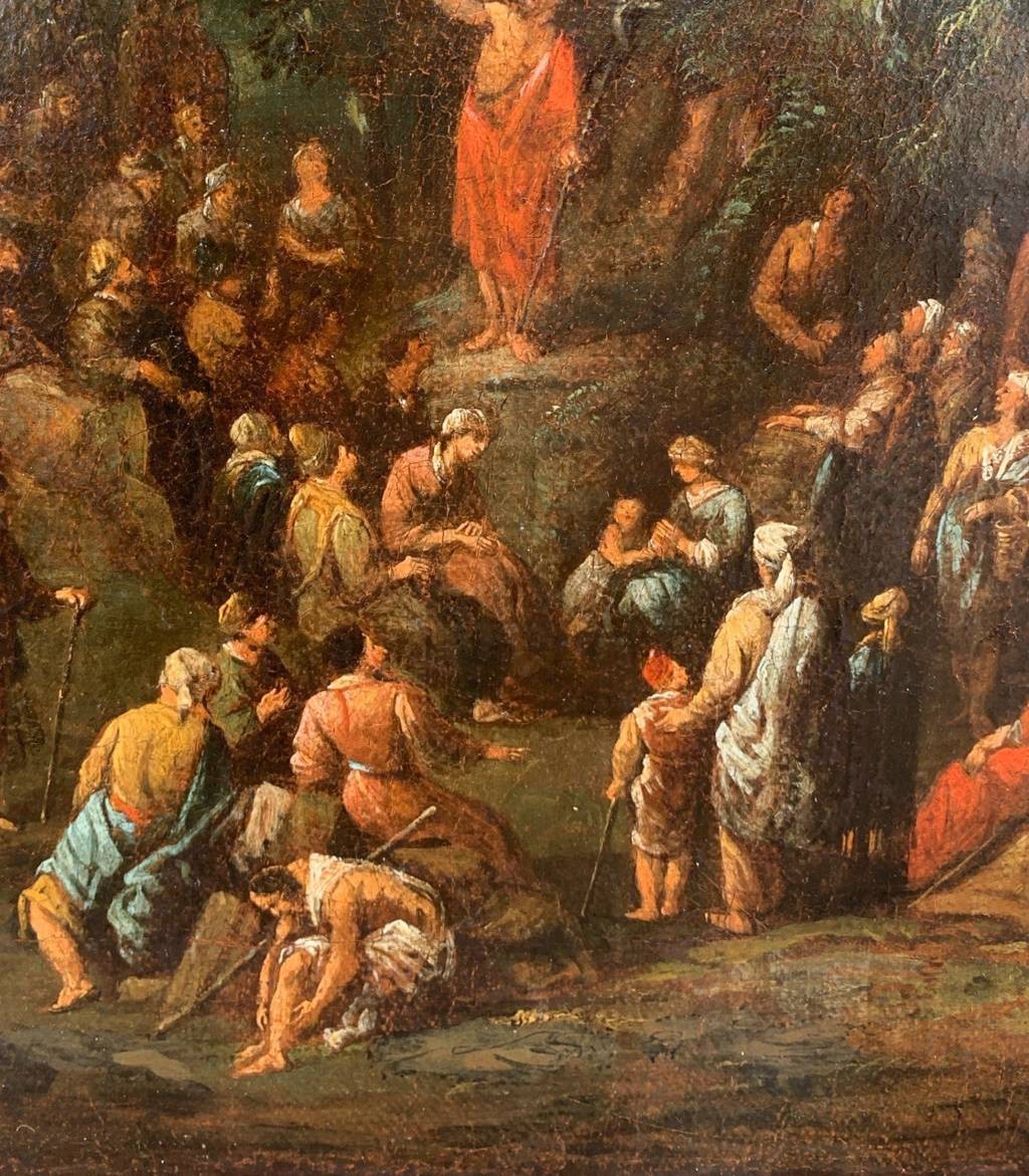 Maestro fiammingo attivo in Italia (XVII) - Predica di S. Giovanni Battista in un paesaggio.-photo-2