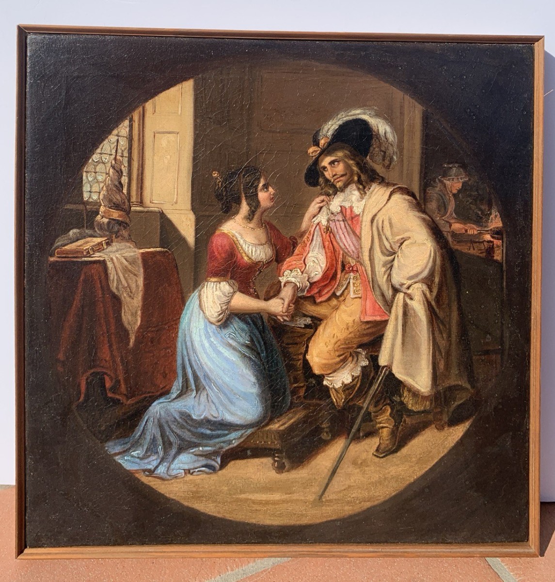 Pittore romantico italiano (XIX sec.) - Dama e moschettiere.-photo-4