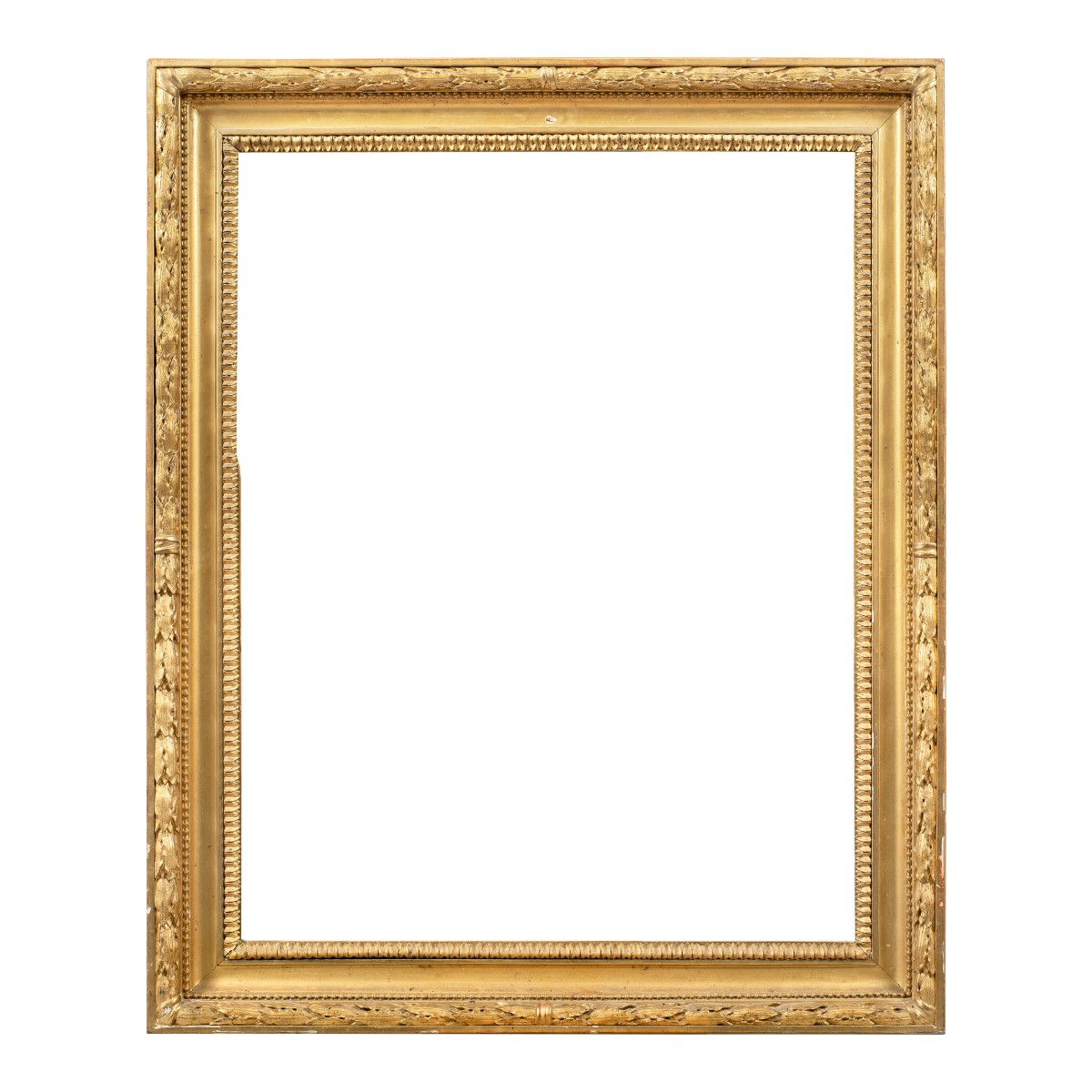 Cornice impero in legno intagliato e dorato. Italia, XIX secolo.