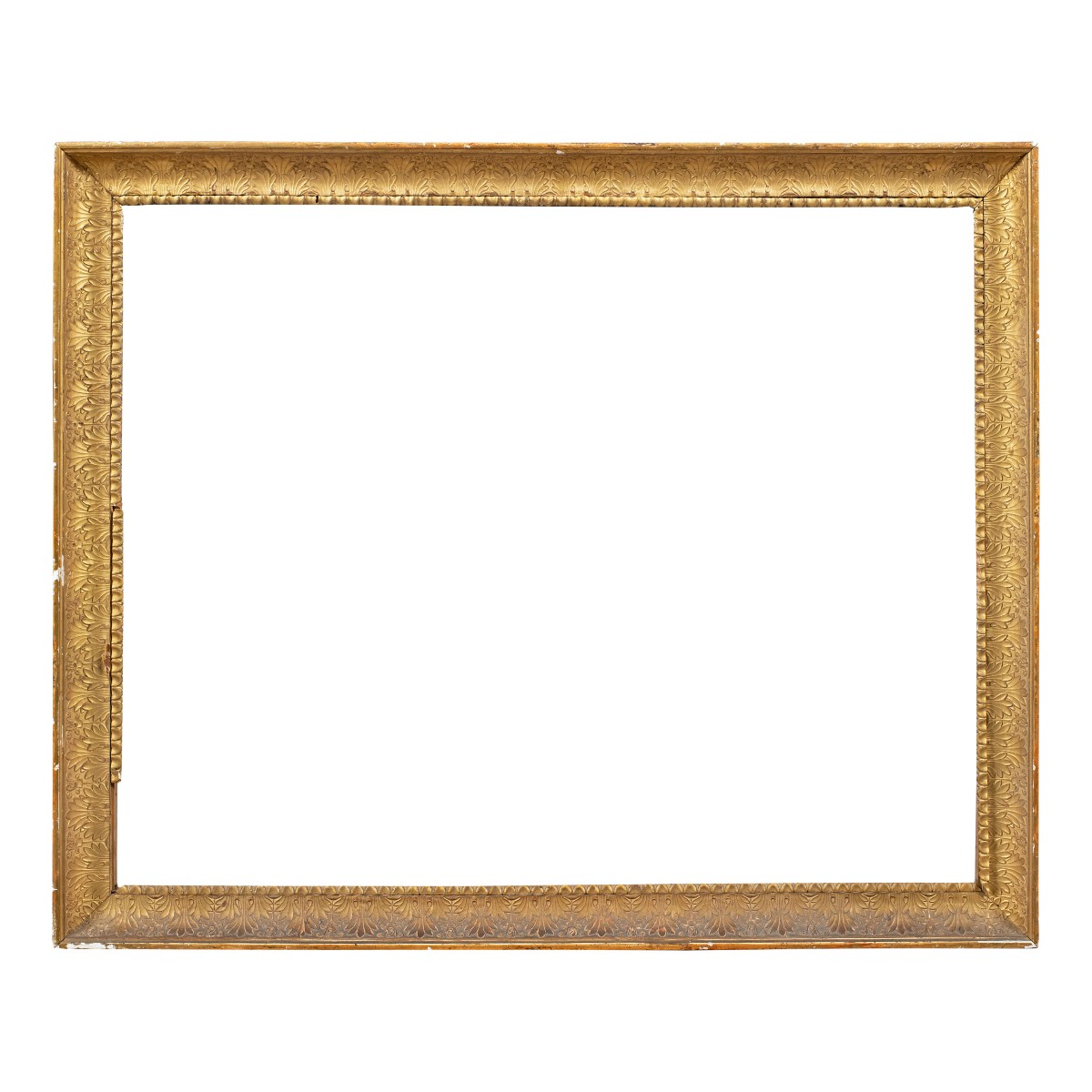 Cornice neoclassica in legno intagliato e dorato. Italia, inizi XIX secolo. 