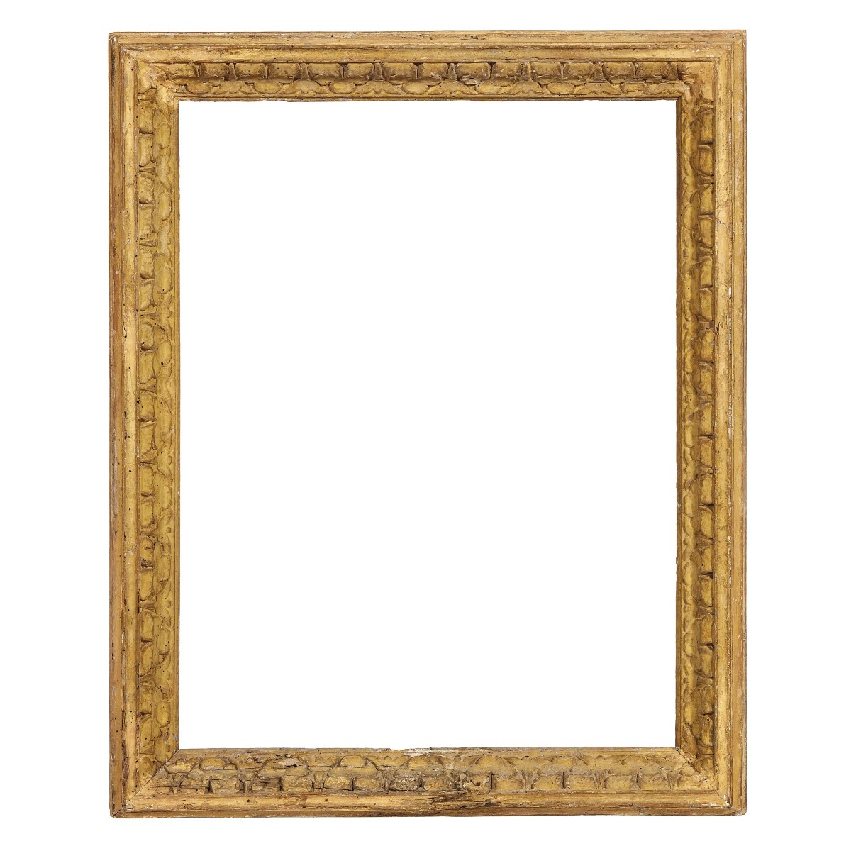 Cornice barocca in legno intagliato e dipinto. Emilia, XVII secolo.