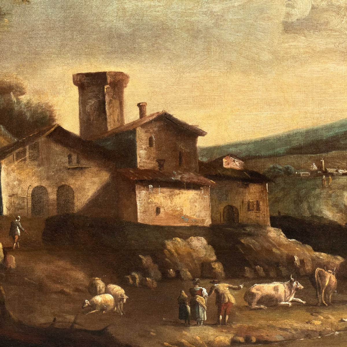 Francesco Tironi (Venezia 1745 - Venezia 1797) - Paesaggio veneto con pastori e armenti. -photo-2