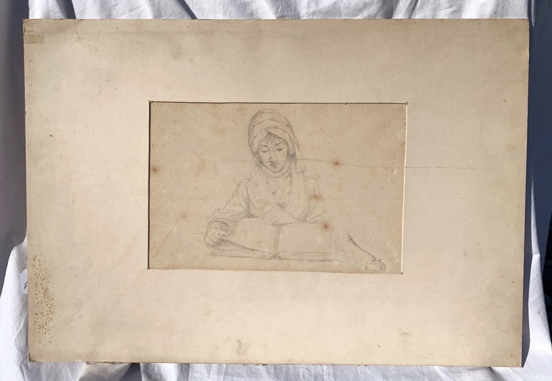 Disegnatore italiano (XVIII-XIX sec.) - Studio per una scrittrice.-photo-4