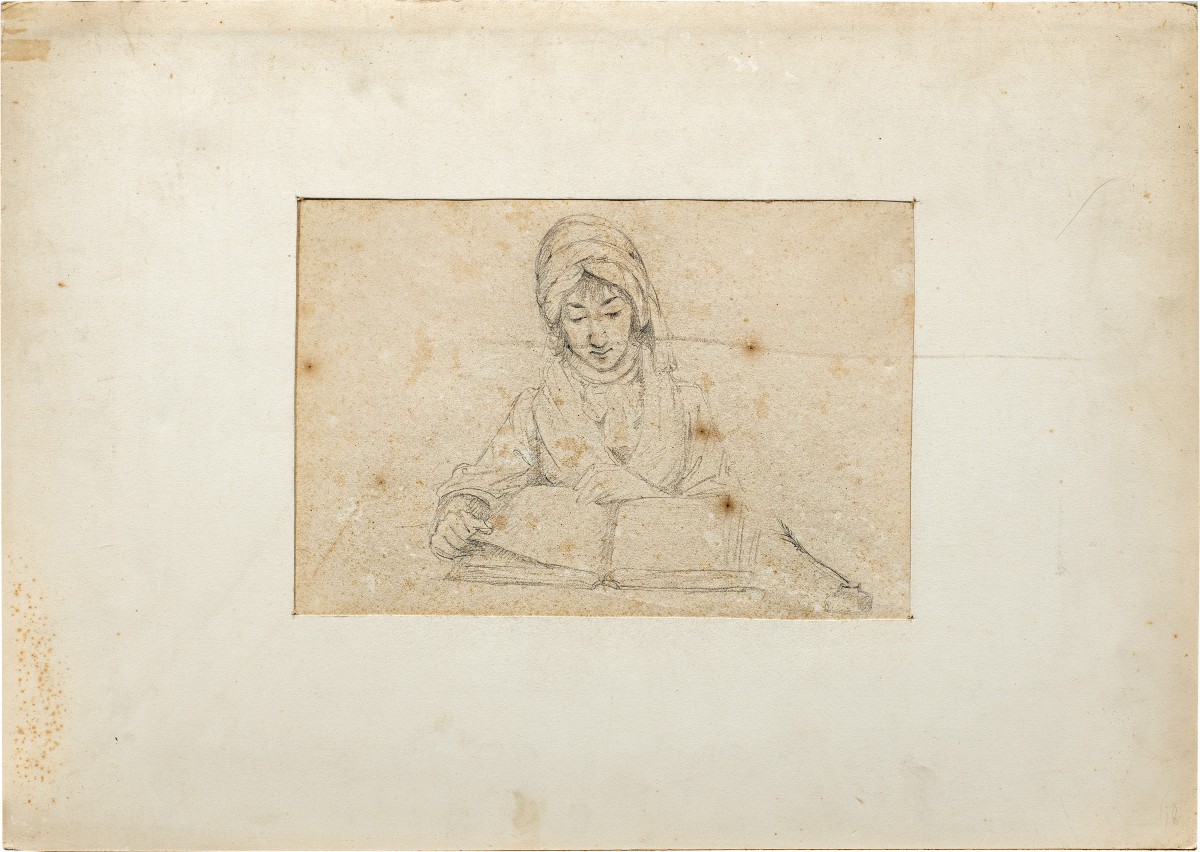 Disegnatore italiano (XVIII-XIX sec.) - Studio per una scrittrice.