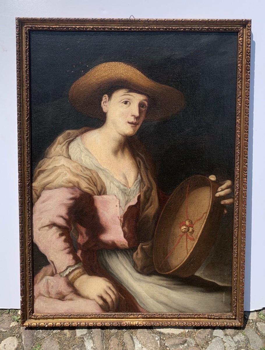 Antonio Zanchi (Este 1631 - Venezia 1722) - Contadina con tamburello. -photo-4