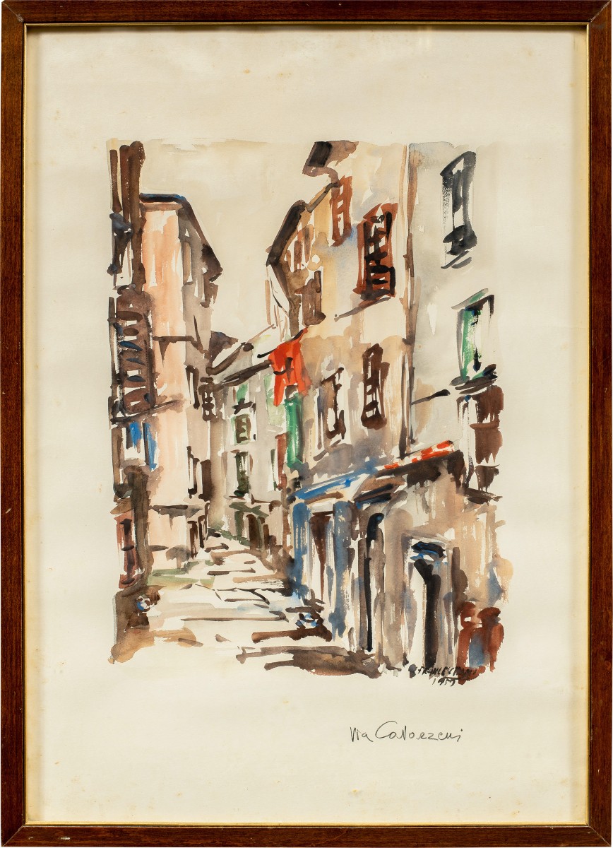 Pittore triestino (datato 1959) - Via dei Cavazzeni a Trieste.
