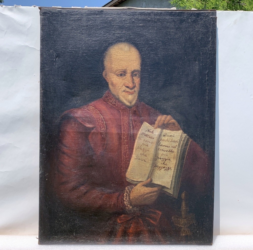 Pittore italiano (XVIII sec.) - Ritratto di gentiluomo con aforismo.-photo-4