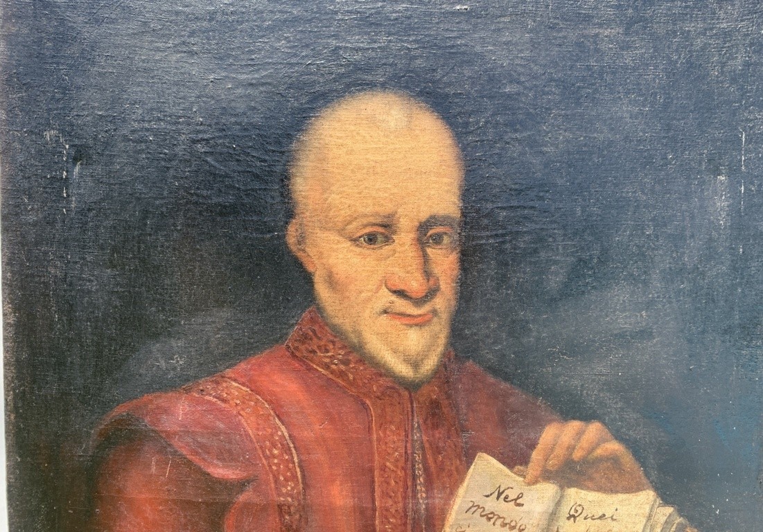 Pittore italiano (XVIII sec.) - Ritratto di gentiluomo con aforismo.-photo-1