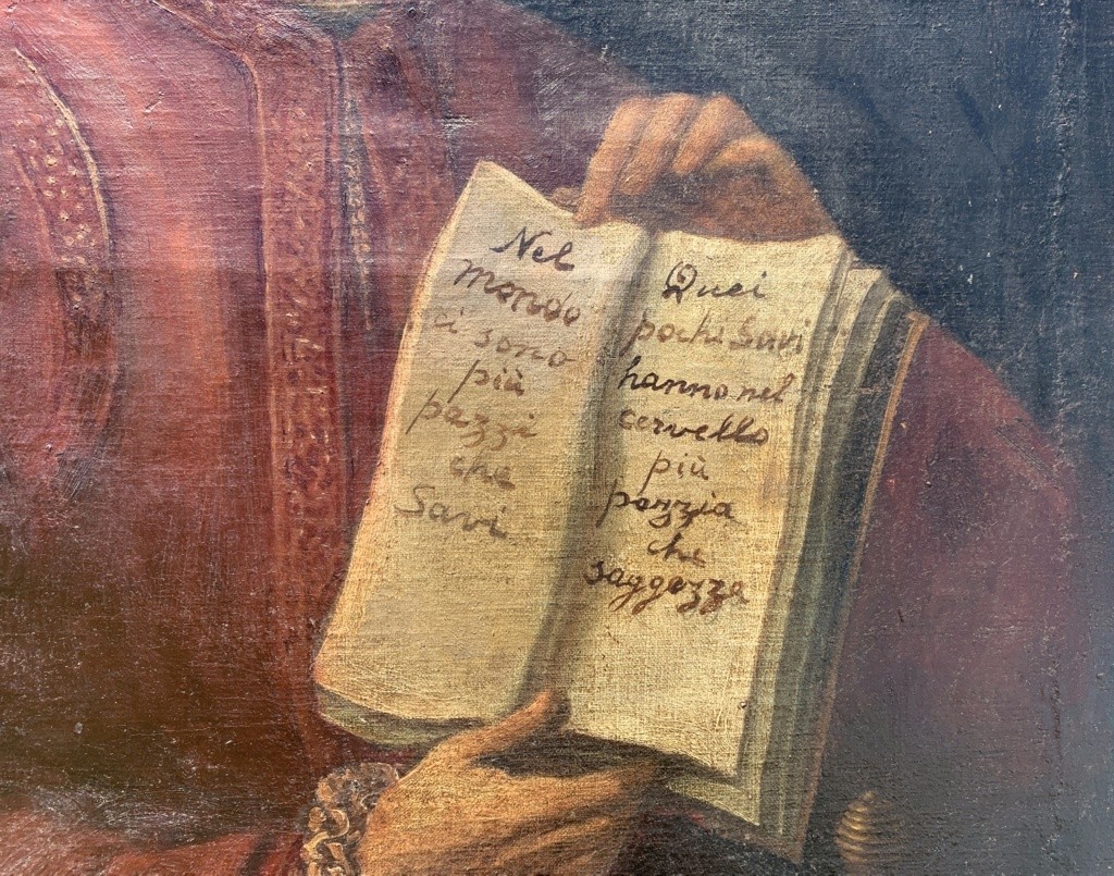 Pittore italiano (XVIII sec.) - Ritratto di gentiluomo con aforismo.-photo-2