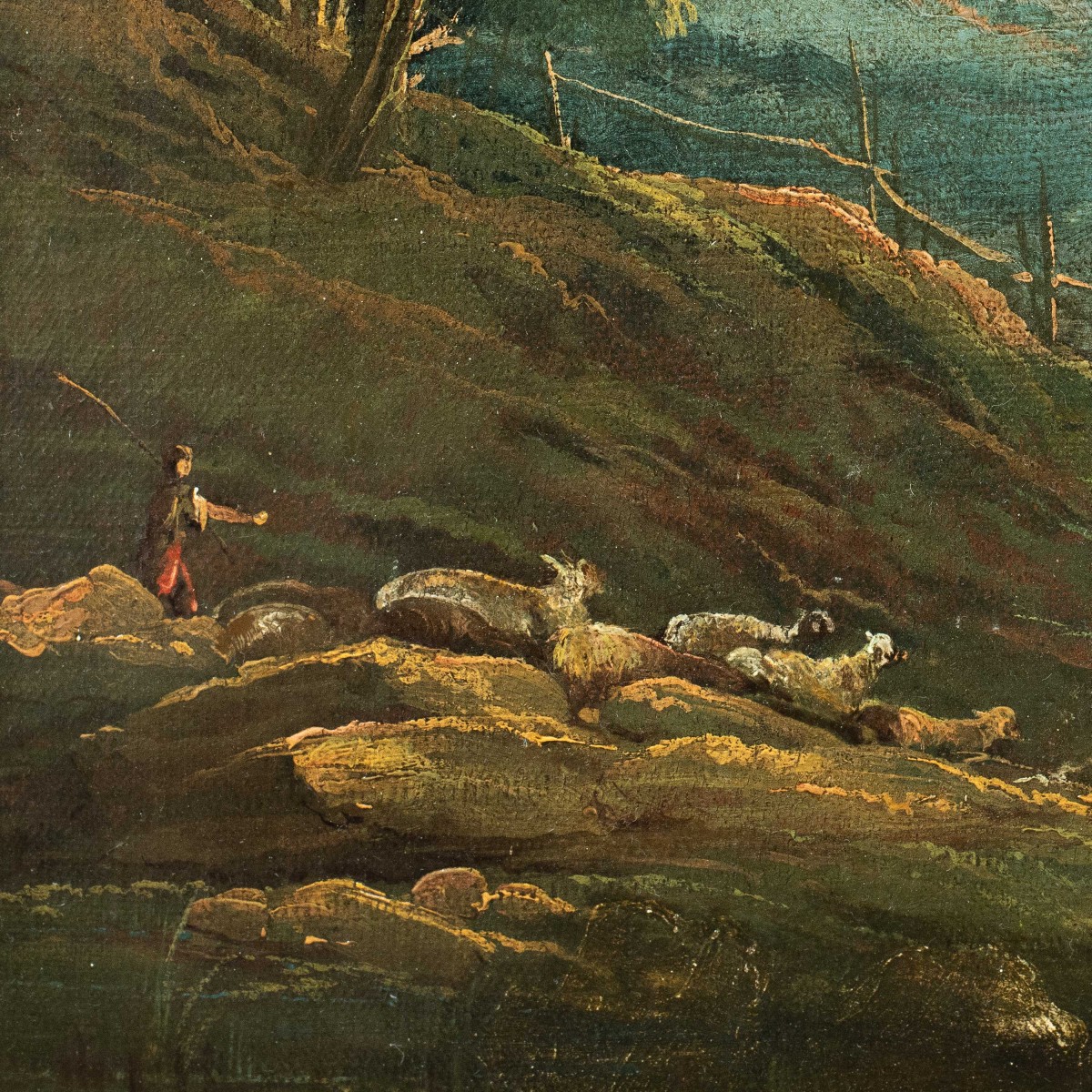Antonio Diziani (Venezia 1737 - Venezia 1797) - Paesaggio bucolico con personaggi e carro.-photo-3