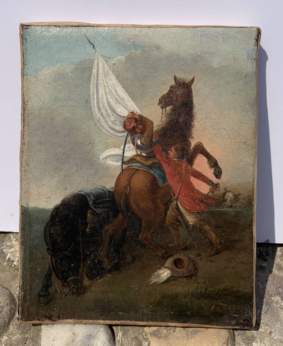 Francesco Casanova (Londra 1727 – Mödling 1803) attribuito a - Scena di battaglia a cavallo.-photo-4
