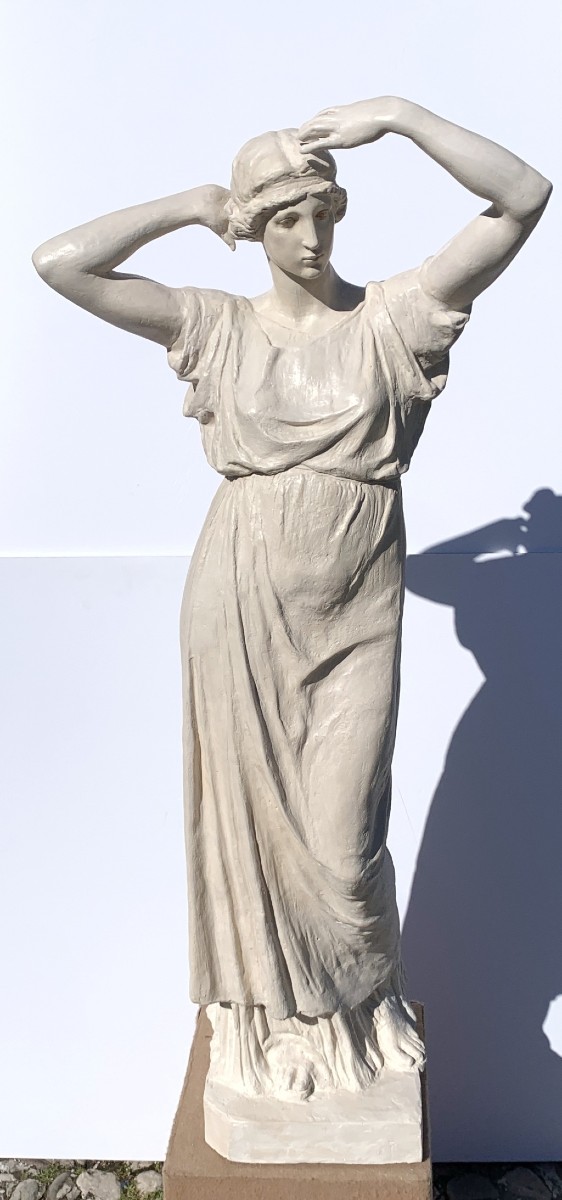 Coppia di sculture in scagliola - Figure romane. Manifattura Italiana, XIX secolo.-photo-4