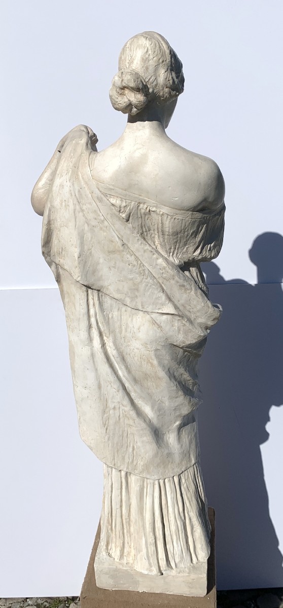 Coppia di sculture in scagliola - Figure romane. Manifattura Italiana, XIX secolo.-photo-3