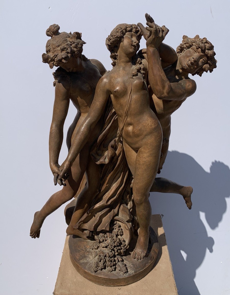 Scultura in terracotta - Baccanale. Seguace di Claude Michel, detto Clodion (1738 - 1814), XIX -photo-4