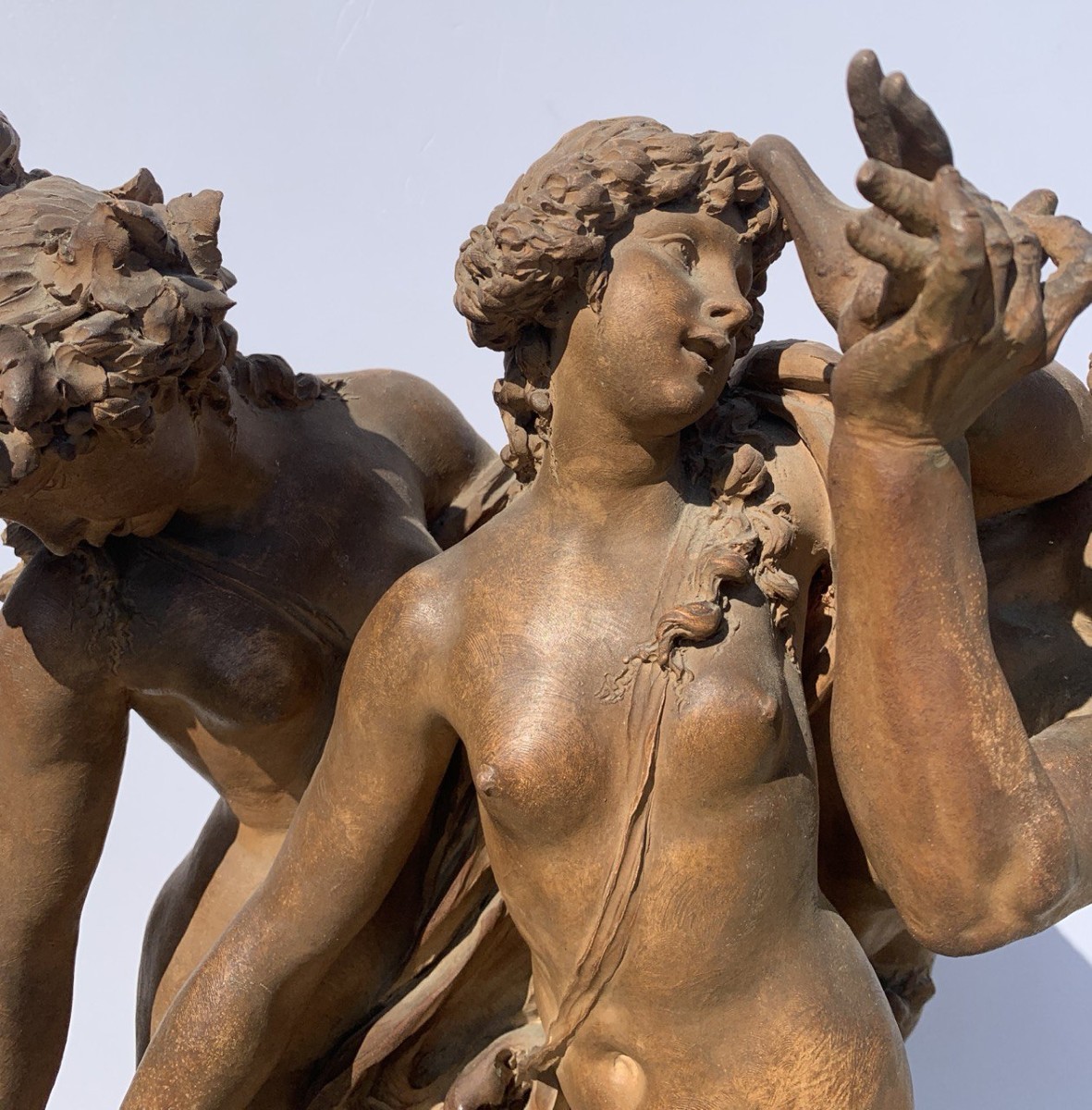 Scultura in terracotta - Baccanale. Seguace di Claude Michel, detto Clodion (1738 - 1814), XIX -photo-1