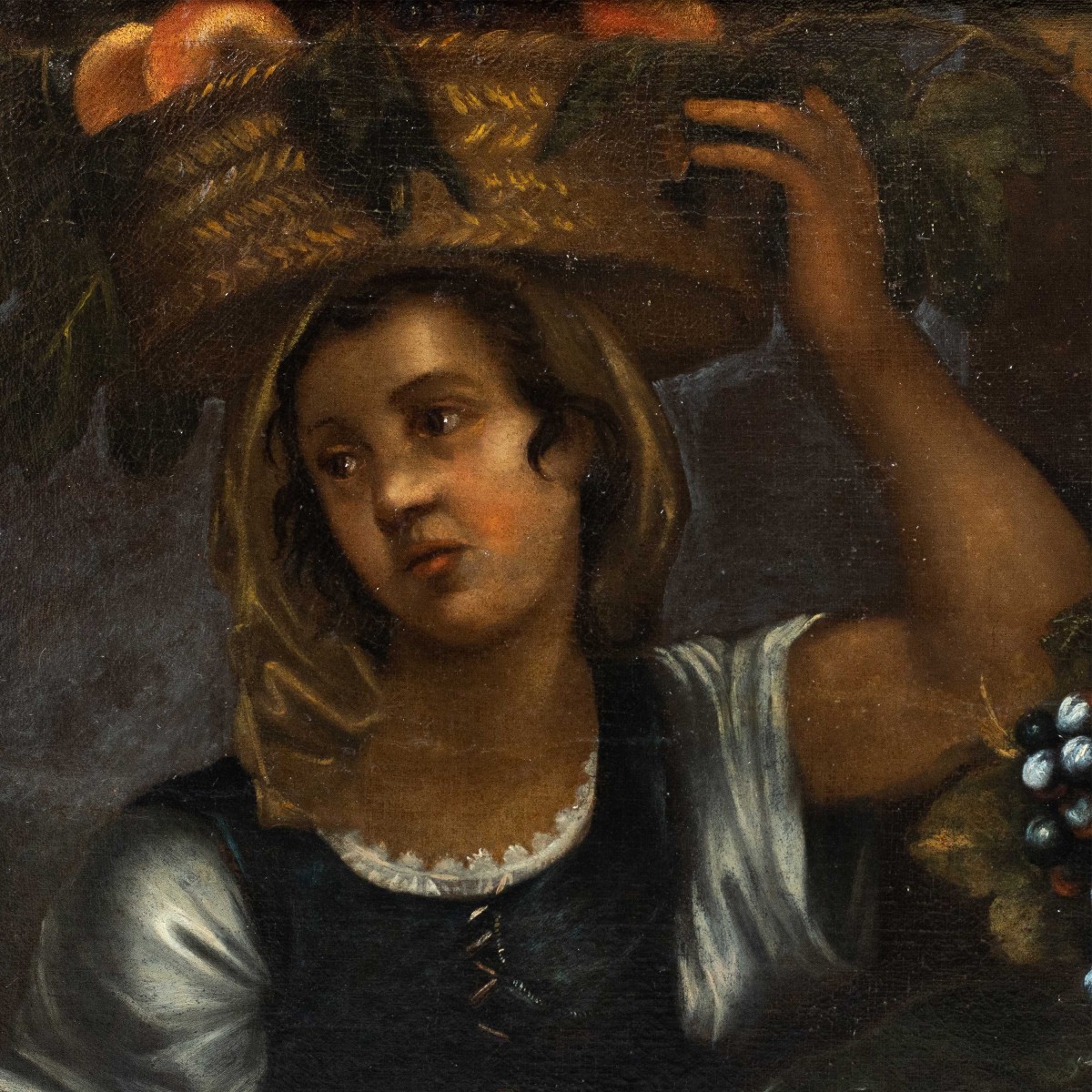Francesco Annicini (Roma 1632 - post 1679) - Natura morta con fruttivendola.-photo-2