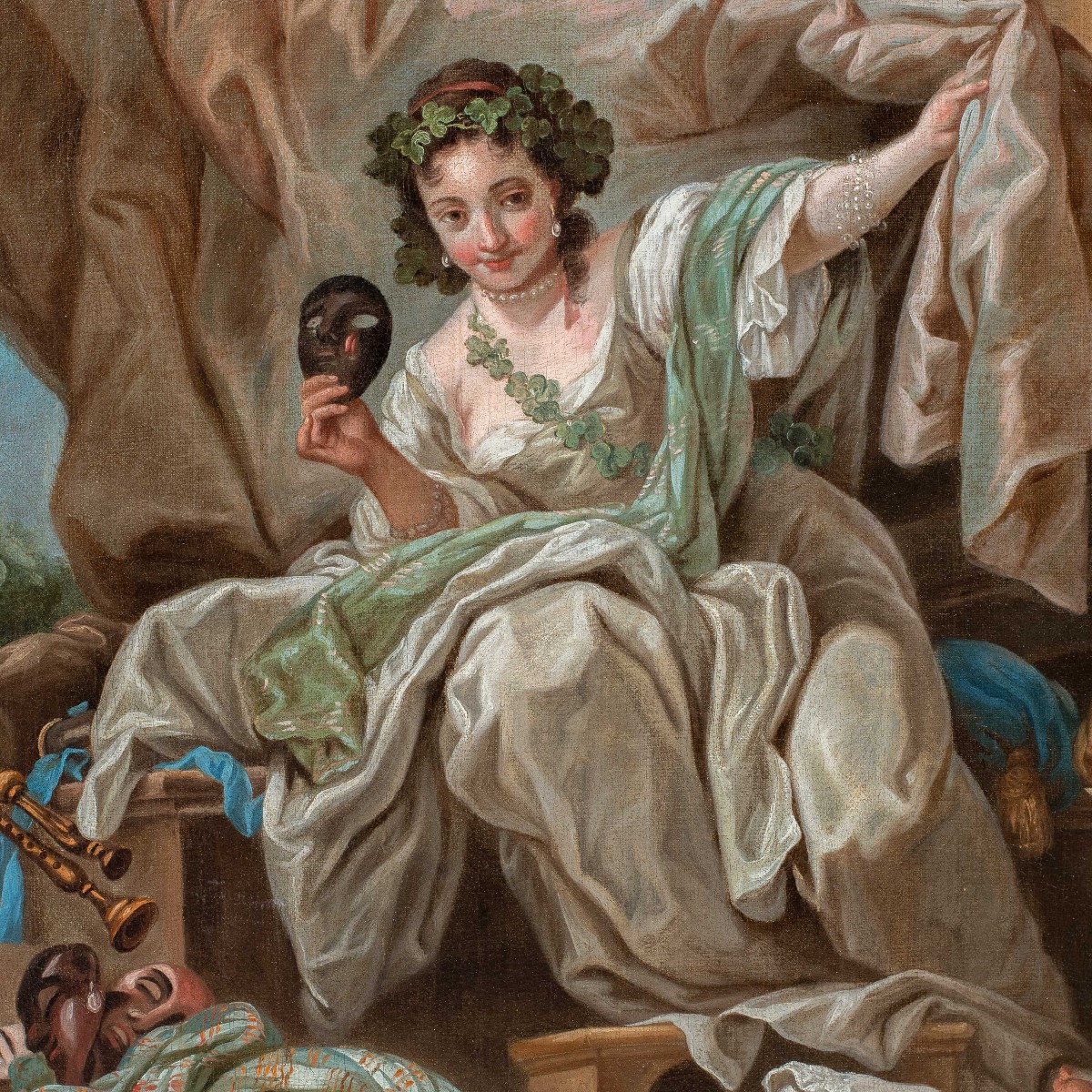 Charles-André van Loo (Nizza 1705 - Parigi 1765) attr. a - Allegoria della Commedia.-photo-2