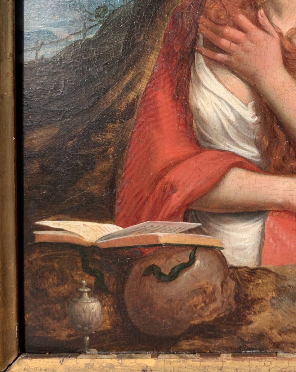 Tiziano Vecellio (Pieve di Cadore 1488 - Venezia 1576) seguace di - Maddalena penitente.-photo-2
