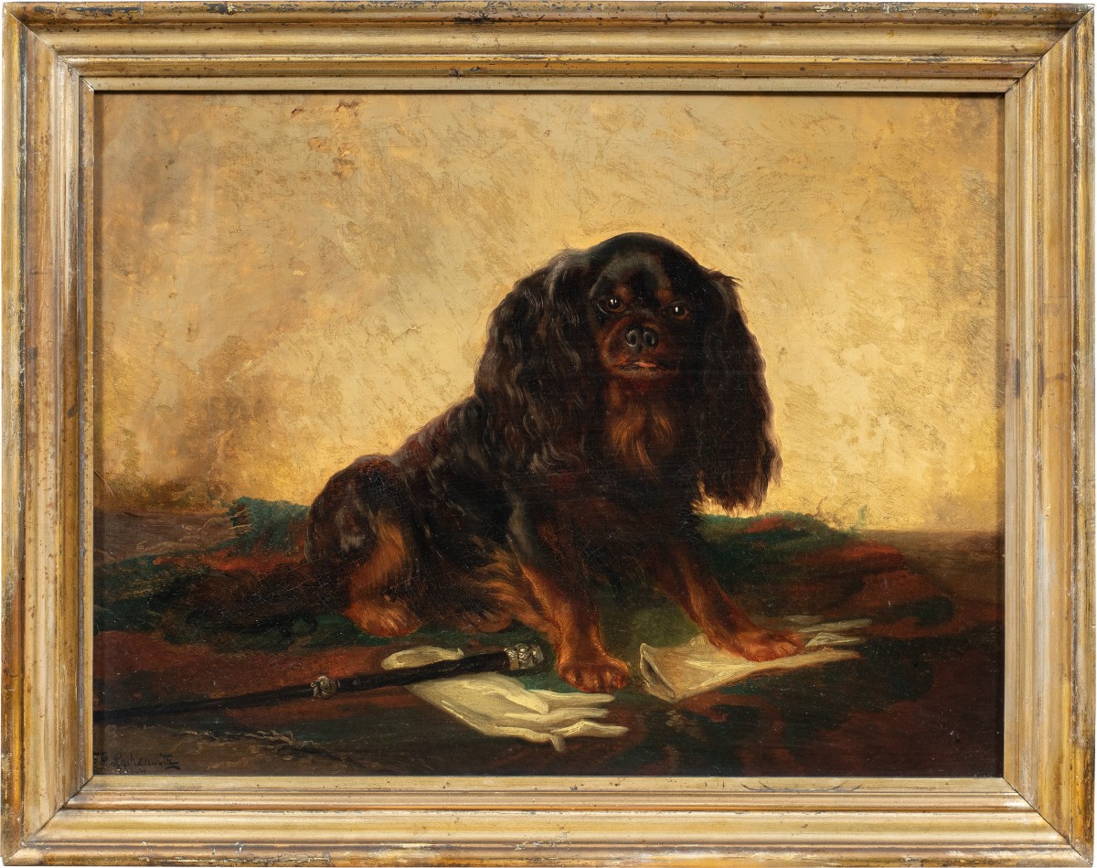 Pittore inglese (XIX sec.) - King Charles Cavalier Spaniel dog.
