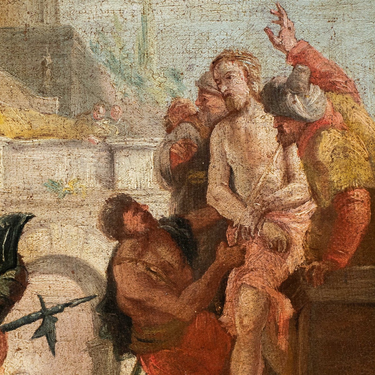 Pittore veneziano (XVIII sec.) - Cristo condotto a giudizio (bozzetto preparatorio).-photo-2