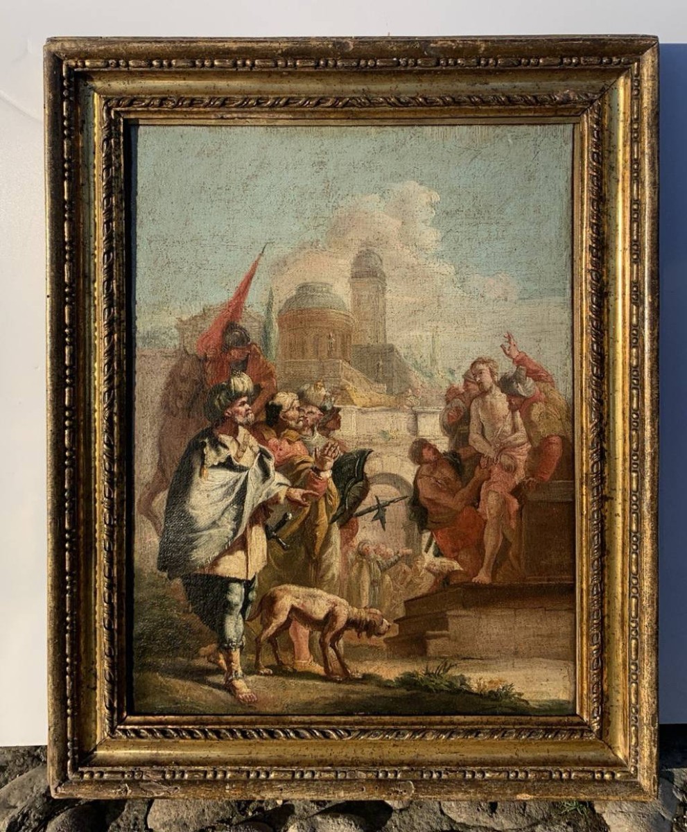 Pittore veneziano (XVIII sec.) - Cristo condotto a giudizio (bozzetto preparatorio).-photo-4