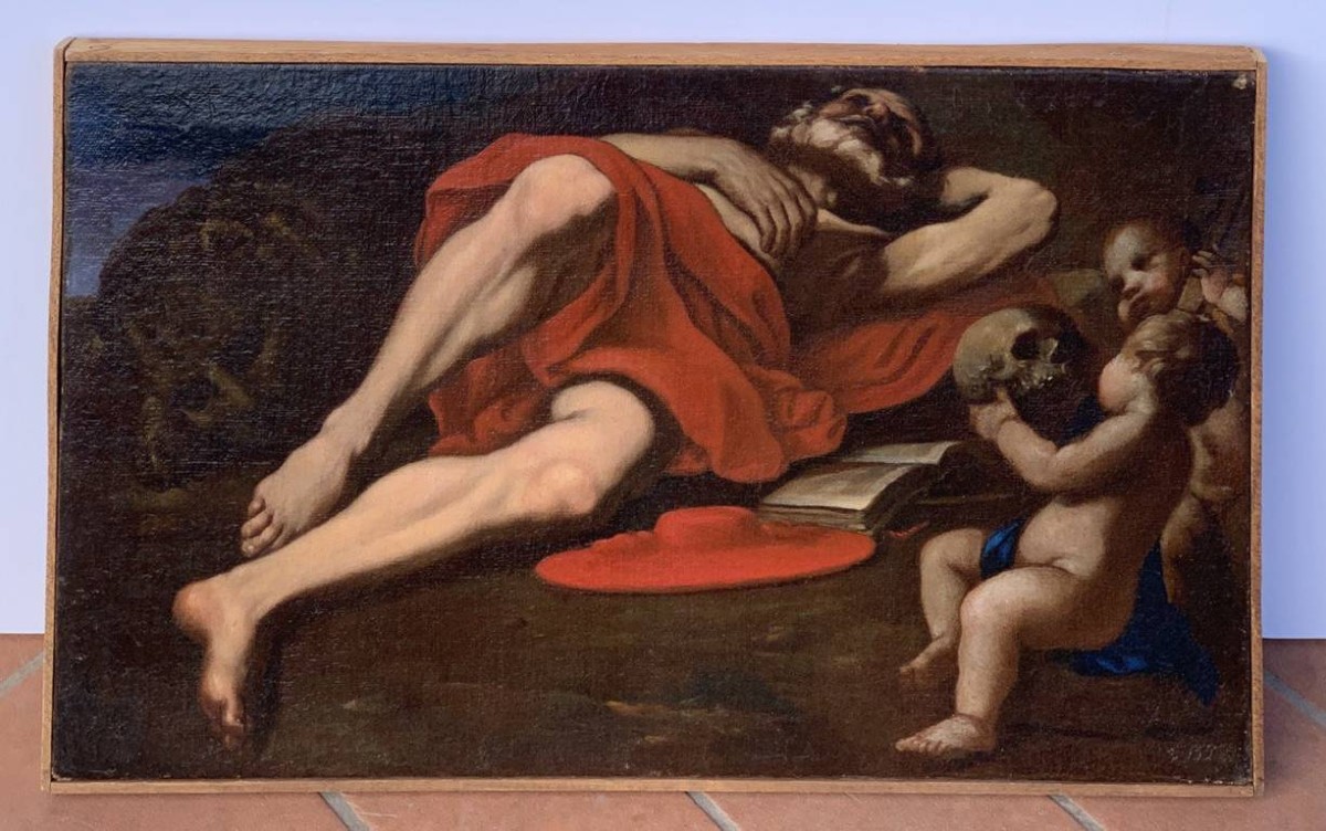 Pittore caravaggesco (XVII sec.) - San Girolamo.-photo-1