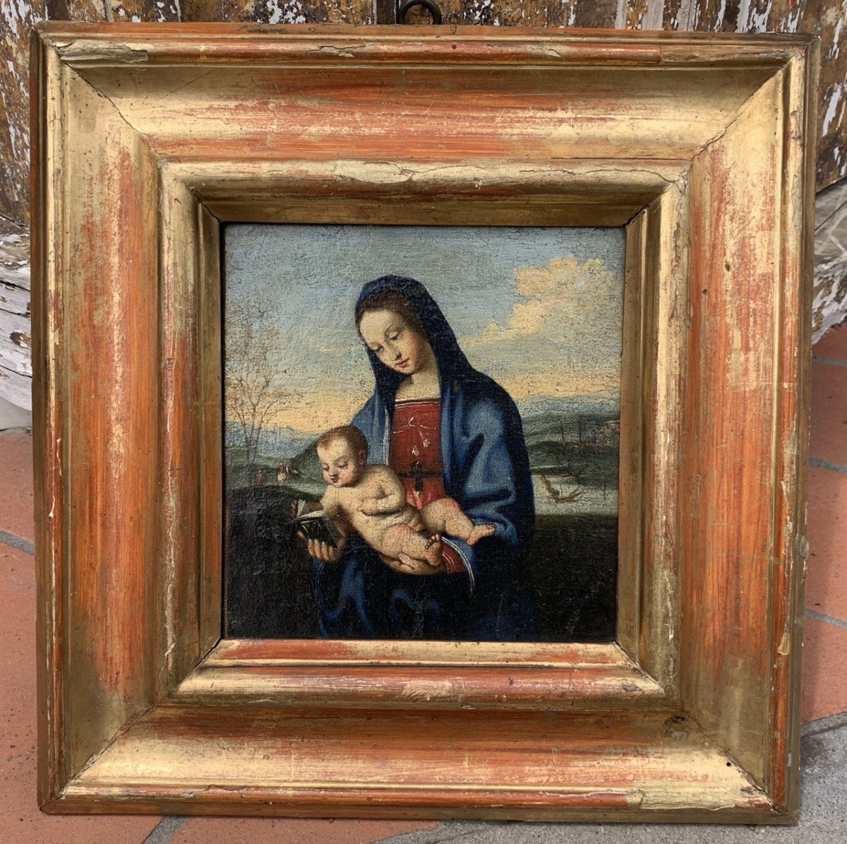Pittore umbro (XVI sec.) - Madonna con Bambino in un paesaggio (Madonna Conestabile).-photo-4
