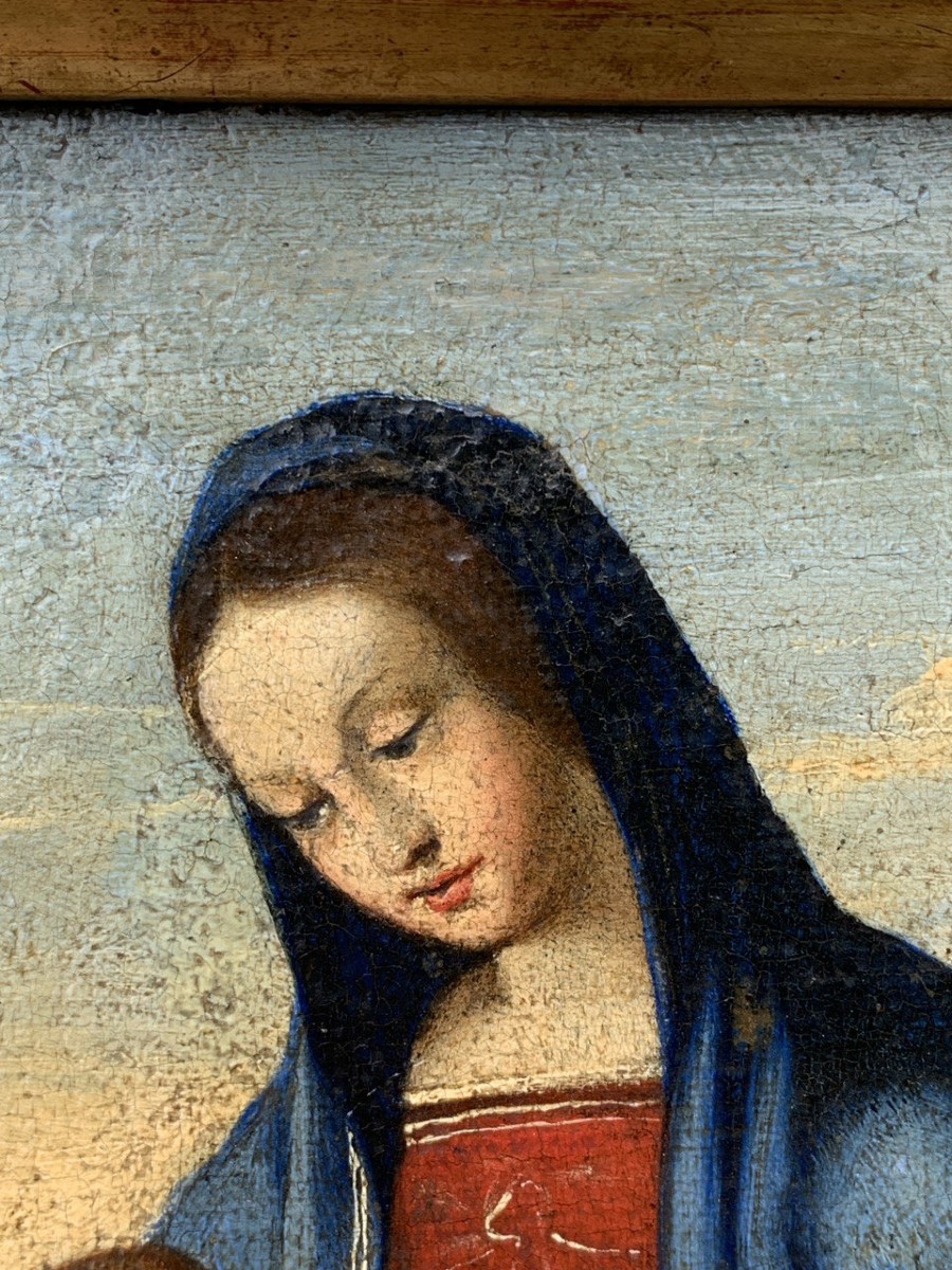 Pittore umbro (XVI sec.) - Madonna con Bambino in un paesaggio (Madonna Conestabile).-photo-2