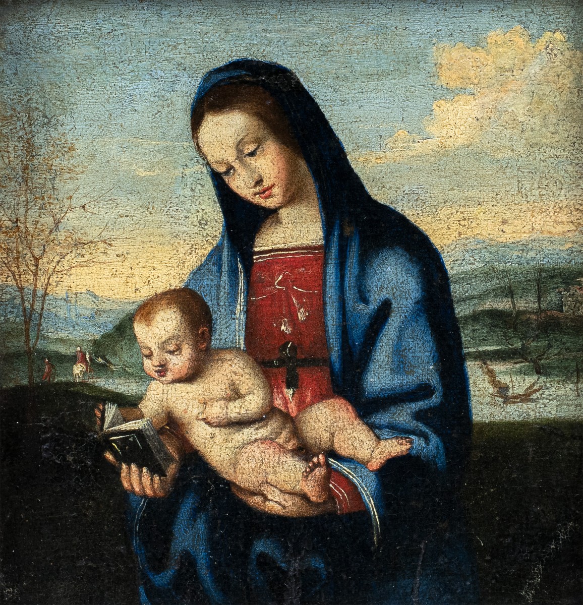 Pittore umbro (XVI sec.) - Madonna con Bambino in un paesaggio (Madonna Conestabile).
