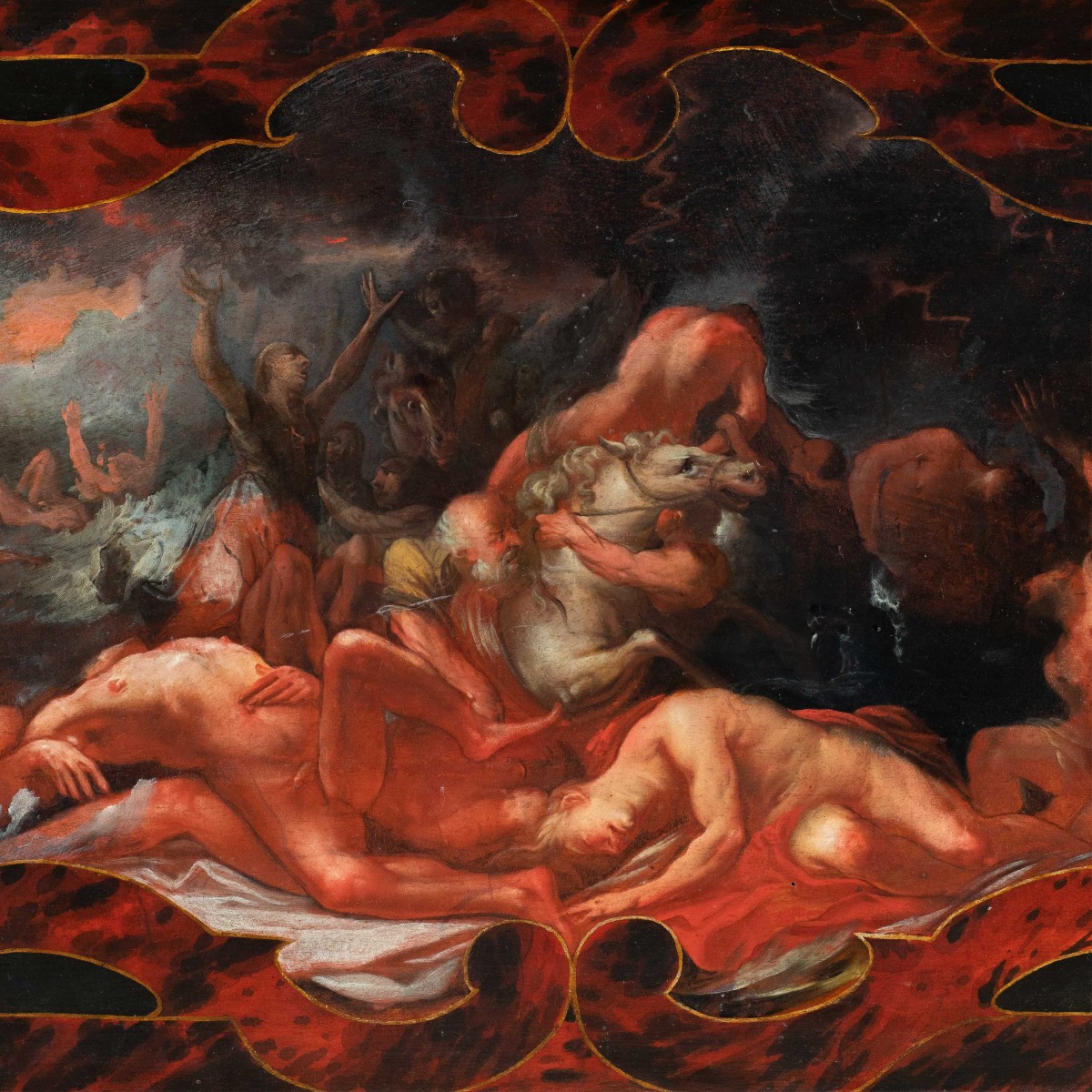 Pittore europeo (XVII-XVIII sec.) - Il diluvio di Deucalione e Pirra.-photo-2