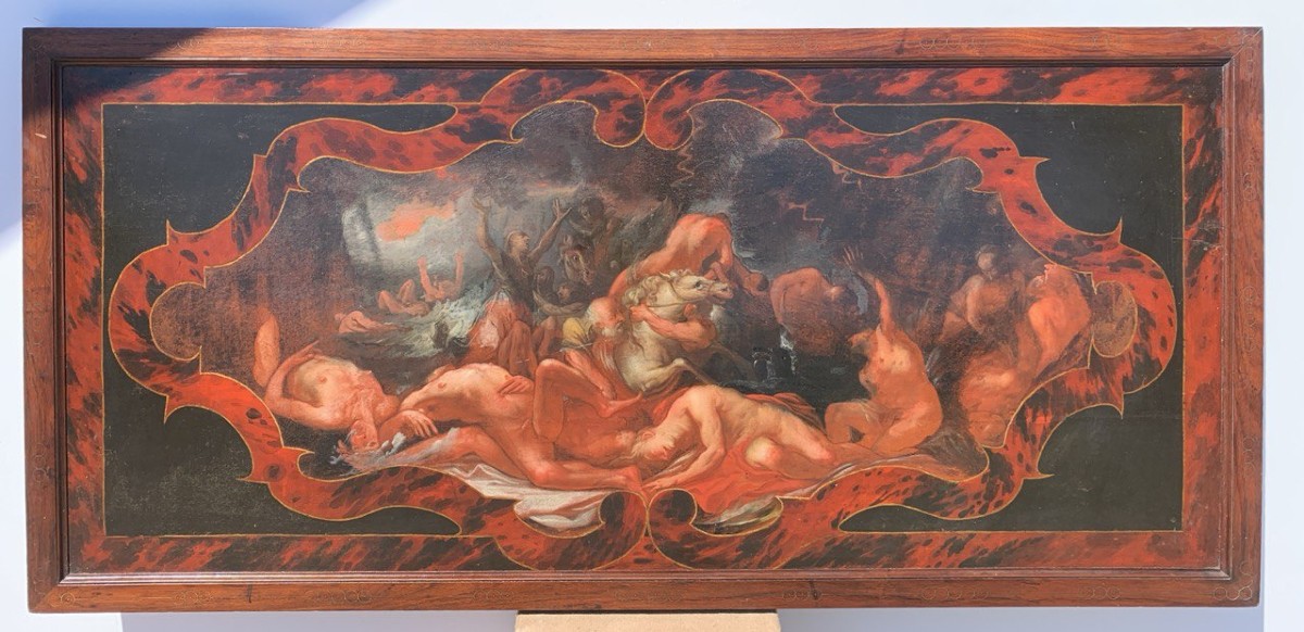 Pittore europeo (XVII-XVIII sec.) - Il diluvio di Deucalione e Pirra.-photo-4