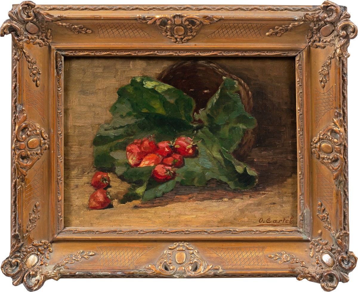 Octave Cartel (Belga, 1884 - 1944) - Natura morta di fragole.