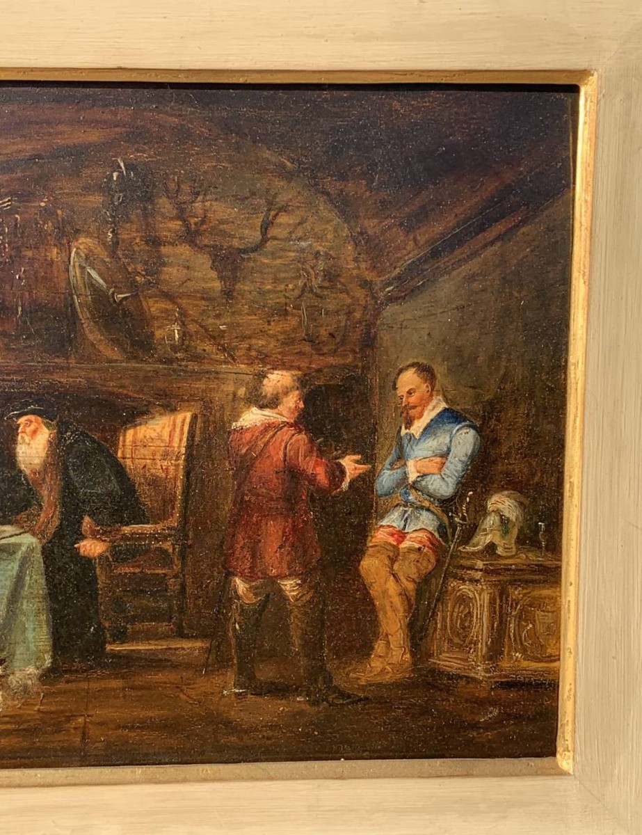 Pittore italiano (datato 1853) - Scena di interno storica.-photo-1