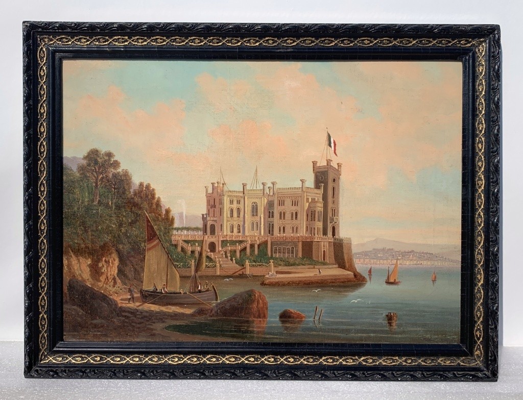 Pittore italiano (inizi XX sec.) - Trieste, veduta del Castello di Miramare.-photo-1